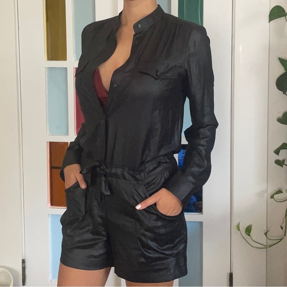 BCBG MaxAzria Minna Wet Look Romper - Picture 6 of 6